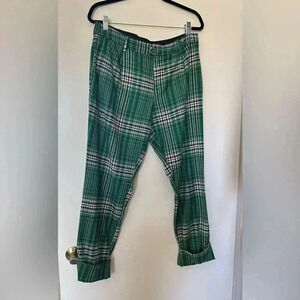 Free People Green Checkered Cropped Pants